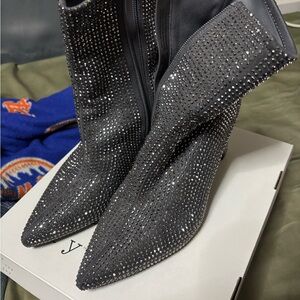 a new day Gray Rhinestone Ankle Boots